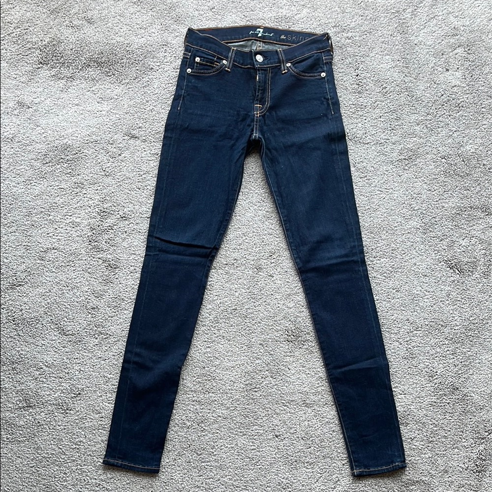 7 For All Mankind Blue Skinny Jeans